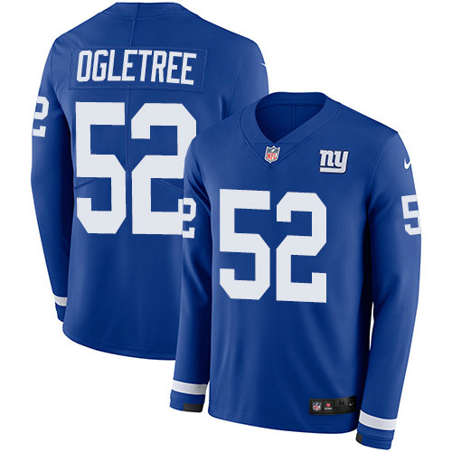 Nike Giants 52 Alec Ogletree Royal Blue Team Color Men's Stitched NFL Limited Therma Long Sleeve Jersey