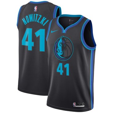 Nike Dallas Mavericks #41 Dirk Nowitzki Black 2018-19 NBA Swingman City Edition Jersey