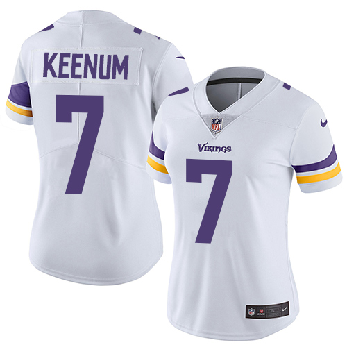 Women's Nike Minnesota Vikings #7 Case Keenum White Vapor Untouchable Elite Player NFL Jersey