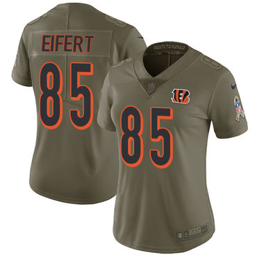 Women's Nike Cincinnati Bengals #85 Tyler Eifert Olive Stitched NFL Limited 2017 Salute to Service Jersey