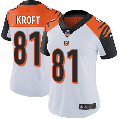 Women's Nike Cincinnati Bengals #81 Tyler Kroft White Stitched NFL Vapor Untouchable Limited Jersey