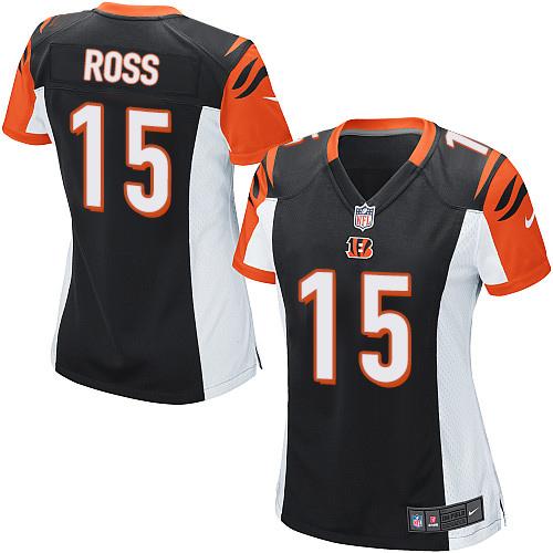 Women's Nike Cincinnati Bengals #15 John Ross Black Team Color Stitched NFL Elite Jersey