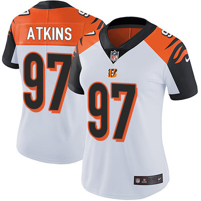 Women's Nike Cincinnati Bengals #97 Geno Atkins White Stitched NFL Vapor Untouchable Limited Jersey