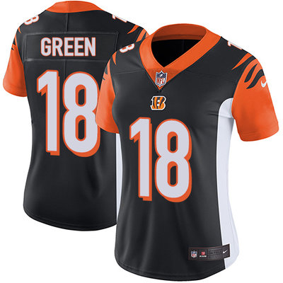 Women's Nike Cincinnati Bengals #18 A.J. Green Black Team Color Stitched NFL Vapor Untouchable Limited Jersey