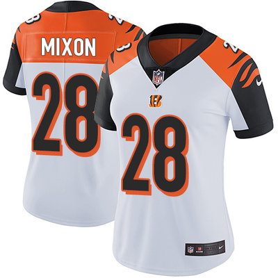 Women's Nike Cincinnati Bengals #28 Joe Mixon White Stitched NFL Vapor Untouchable Limited Jersey