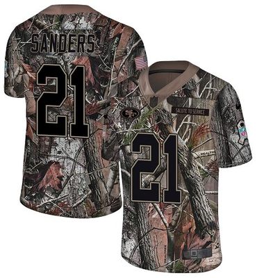 Nike 49ers #21 Deion Sanders Camo Men's Stitched NFL Limited Rush Realtree Jersey