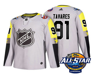 Men's New York Islanders #91 John Tavares Grey 2018 NHL All-Star Stitched Ice Hockey Jersey