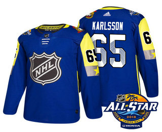 Men's Ottawa Senators #65 Erik Karlsson Blue 2018 NHL All-Star Stitched Ice Hockey Jersey