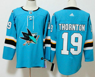 Men's San Jose Sharks #19 Joe Thornton Teal Blue 2017-2018 Hockey Stitched NHL Jersey