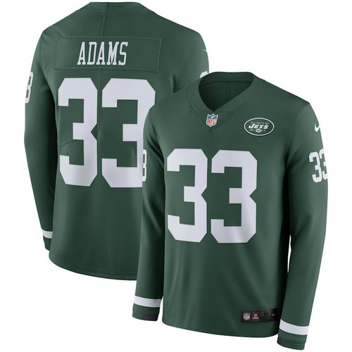 Men Nike New York Jets 33 Chris Ivory Green Therma Long Sleeve Jersey