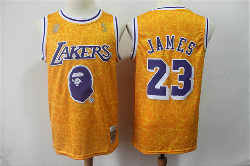 Lakers 23 Lebron James Yellow Hardwood Classics Jersey