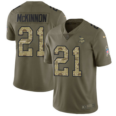 Youth Nike Minnesota Vikings #21 Jerick McKinnon Olive Camo Stitched NFL Limited 2017 Salute to Service Jersey