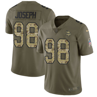 Youth Nike Minnesota Vikings #98 Linval Joseph Olive Camo Stitched NFL Limited 2017 Salute to Service Jersey