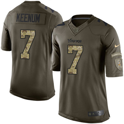 Youth Nike Minnesota Vikings #7 Case Keenum Green Stitched NFL Limited 2015 Salute to Service Jersey