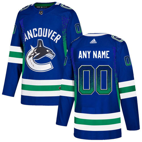 Vancouver Canucks Blue Men's Customized Drift Fashion Adidas Jersey