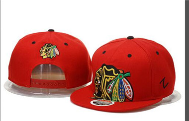 NHL Chicago Blackhawks Big Logo All Red Adjustable Hat A89