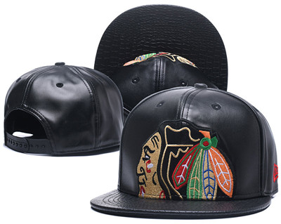 NHL Chicago Blackhawks Team Logo Black Adjustable Hat A25