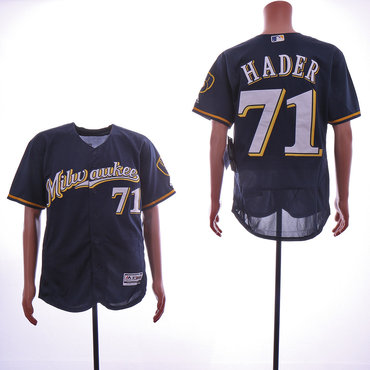 Men's Milwaukee Brewers #71 Josh Hader Navy Flexbase Jersey