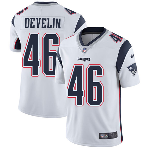 Youth Nike New England Patriots #46 James Develin White Stitched NFL Vapor Untouchable Limited Jersey