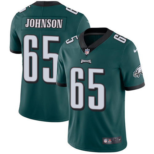 Youth Nike Philadelphia Eagles #65 Lane Johnson Midnight Green Team Color Stitched NFL Vapor Untouchable Limited Jersey