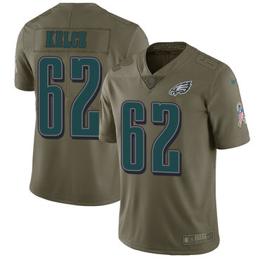 Youth Nike Philadelphia Eagles #62 Jason Kelce Olive Stitched NFL Limited 2017 Salute to Service Jersey