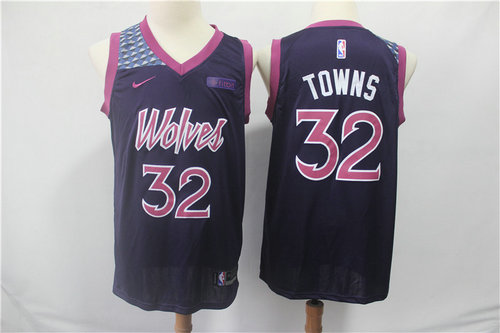 Minnesota Timberwolves 32 Karl-Anthony Towns Nike Purple 2019 Swingman City Edition Jersey