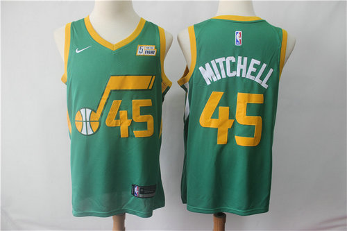 Men's Utah Jazz 45 Donovan Mitchell Nike Green 2018-19 Swingman Earned Edition Jersey - Earned Edition