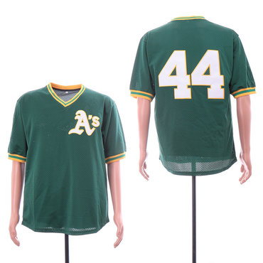 Men's Oakland Athletics #44 Reggie Jackson Green Mesh Throwback Jersey