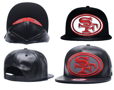 NFL San Francisco 49ers Team Logo Black Reflective Adjustable Hat A25