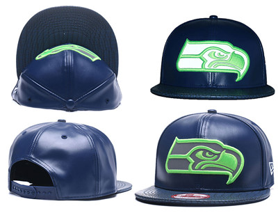 NFL Seahawks Seahawks Team Logo Navy Reflective Adjustable Hat A26