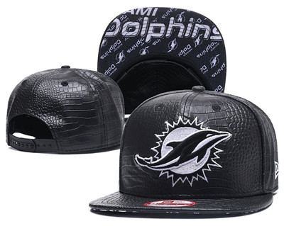 NFL Miami Dolphins Team Logo Black Snapback Adjustable Hat GS55