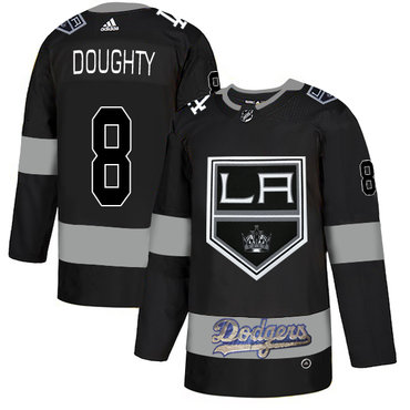 LA Kings With Dodgers 8 Drew Doughty Black Adidas Jersey