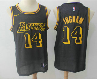 Men's Los Angeles Lakers #14 Brandon Ingram Black 2017-18 Nike City Edition Swingman Jersey