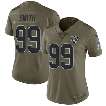 Nike Raiders #99 Aldon Smith Olive Women's Stitched NFL Limited 2017 Salute to Service Jersey