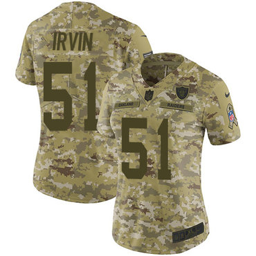 Nike Raiders #51 Bruce Irvin Camo Women's Stitched NFL Limited 2018 Salute to Service Jersey