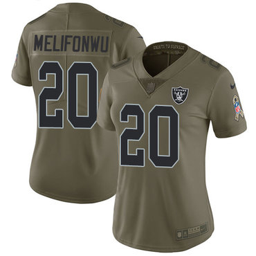 Nike Raiders #20 Obi Melifonwu Olive Women's Stitched NFL Limited 2017 Salute to Service Jersey