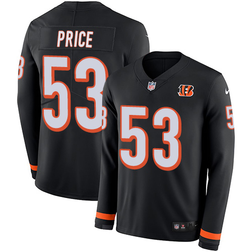 Nike Bengals #53 Billy Price Black Team Color Men's Stitched NFL Limited Therma Long Sleeve Jersey