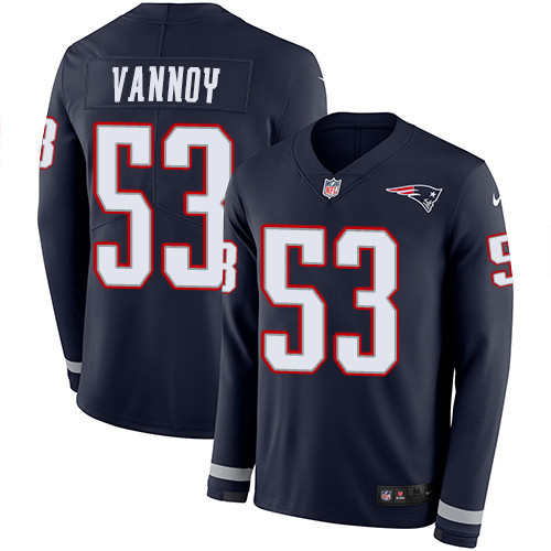 Nike Patriots #53 Kyle Van Noy Navy Blue Team Color Men's Stitched NFL Limited Therma Long Sleeve Jersey