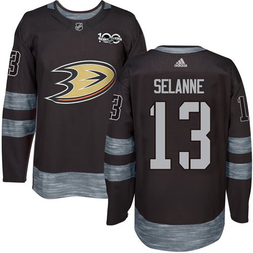 Adidas Ducks #13 Teemu Selanne Black 1917-2017 100th Anniversary Stitched NHL Jersey