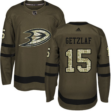 Adidas Ducks #15 Ryan Getzlaf Green Salute to Service Stitched NHL Jersey