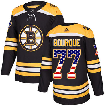 Adidas Bruins #77 Ray Bourque Black Home Authentic USA Flag Stitched NHL Jersey