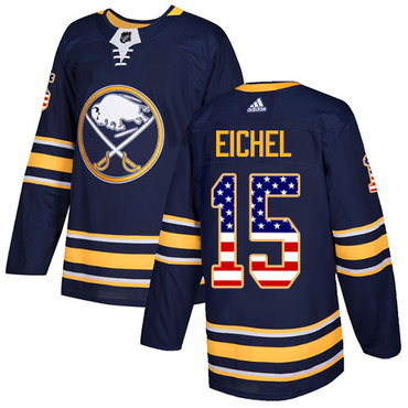 Adidas Sabres #15 Jack Eichel Navy Blue Home Authentic USA Flag Stitched NHL Jersey