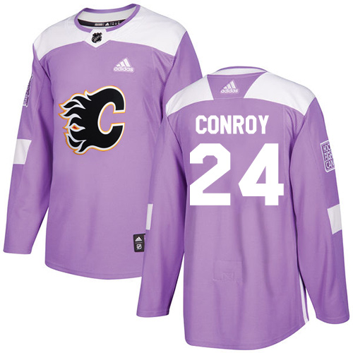 Adidas Flames #24 Craig Conroy Purple Authentic Fights Cancer Stitched NHL Jersey