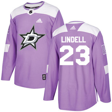 Adidas Stars #23 Esa Lindell Purple Authentic Fights Cancer Stitched NHL Jersey