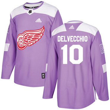 Adidas Red Wings #10 Alex Delvecchio Purple Authentic Fights Cancer Stitched NHL Jersey