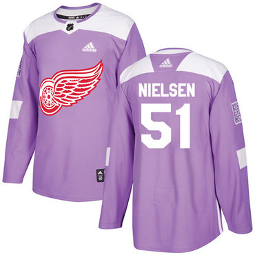 Adidas Red Wings #51 Frans Nielsen Purple Authentic Fights Cancer Stitched NHL Jersey