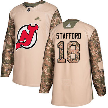 Adidas Devils #18 Drew Stafford Camo Authentic 2017 Veterans Day Stitched NHL Jersey