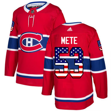 Adidas Canadiens #53 Victor Mete Red Home Authentic USA Flag Stitched NHL Jersey