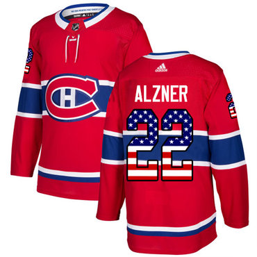 Adidas Canadiens #22 Karl Alzner Red Home Authentic USA Flag Stitched NHL Jersey