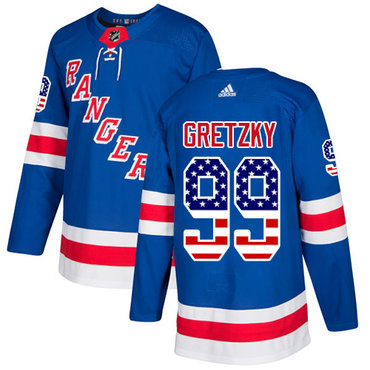 Adidas Rangers #99 Wayne Gretzky Royal Blue Home Authentic USA Flag Stitched NHL Jersey